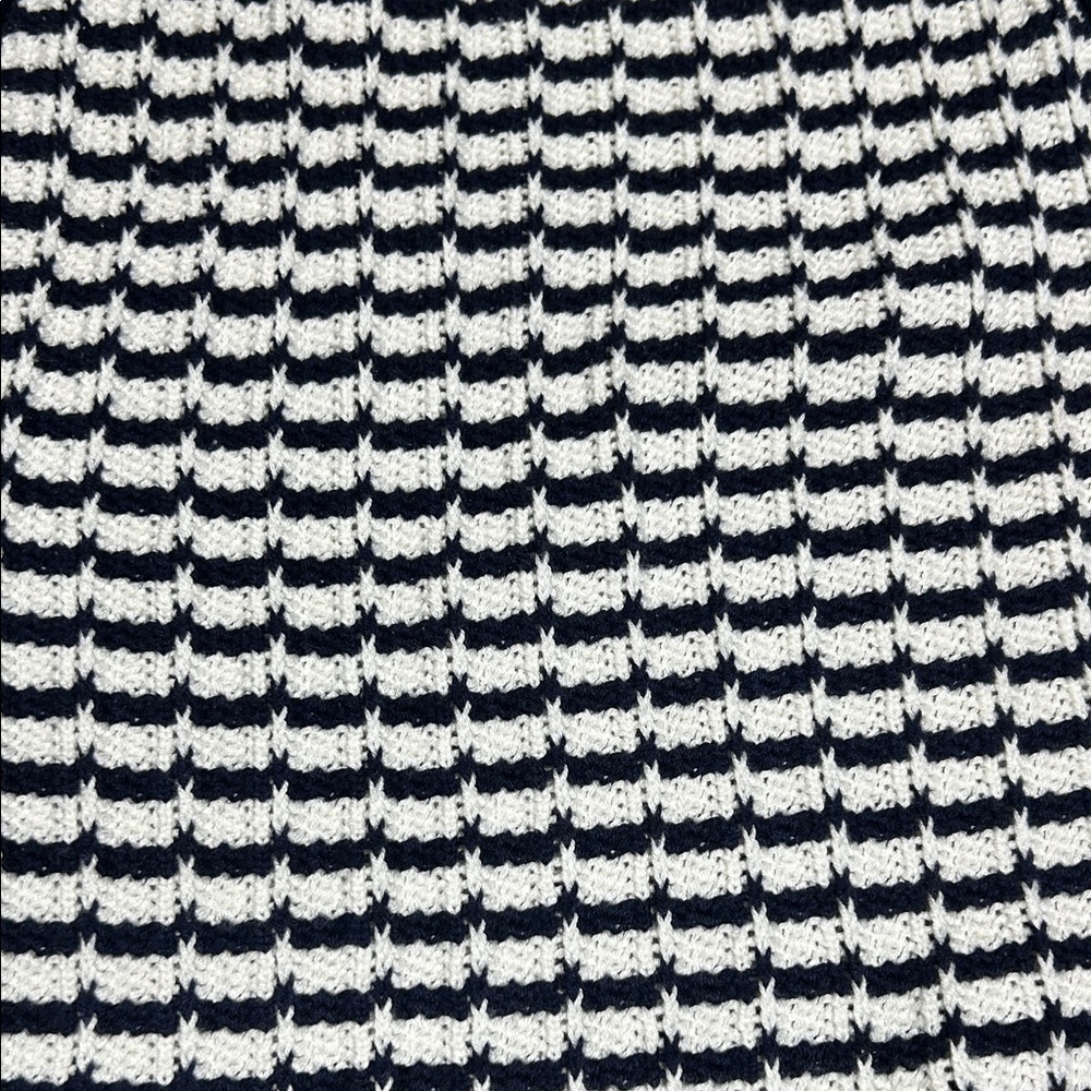 Sleeveless Navy and White crochet Striped Knit Sheath Dress - Picture 5 of 7